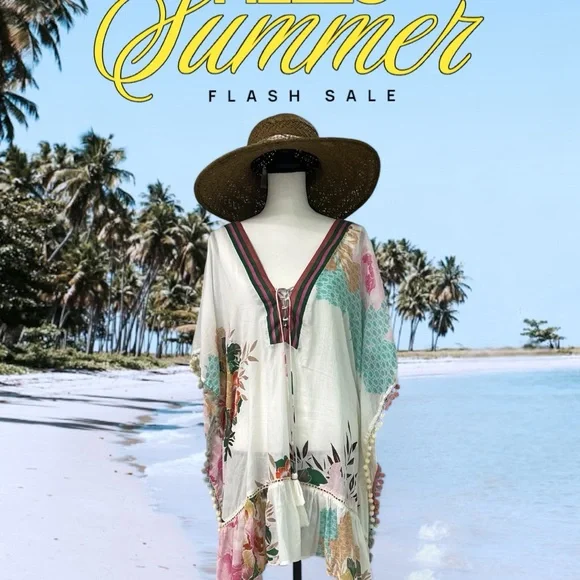 Z&L Floral Kaftan Cover-Up (HAT not included) - Picture 2 of 7